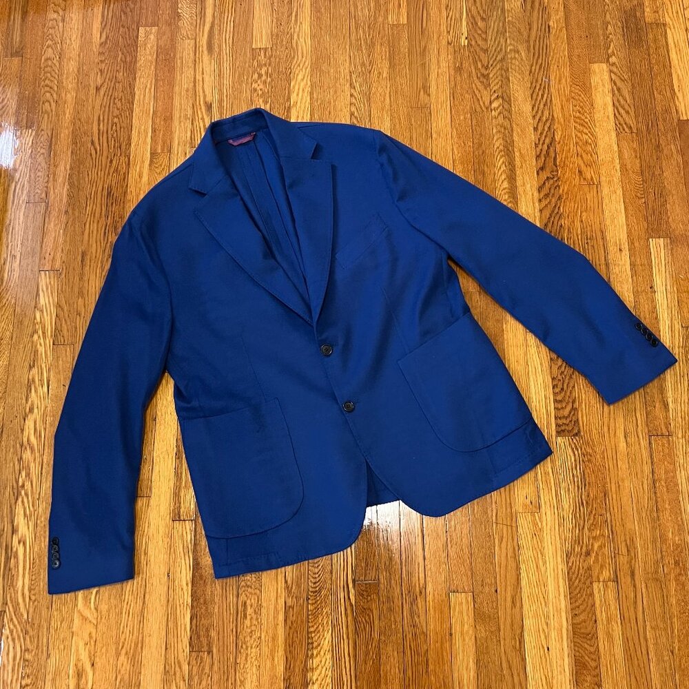 Sartoria Partenopea Italy Royal Blue Wool/Cashmere Patch Pocket Blazer - 46R/48R